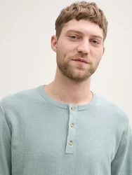 TOM TAILOR Strickpullover Henley Hellblau/Grün/Hellgrün/Türkis/Blau/Grau