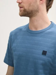 TOM TAILOR T-Shirt mit Logo-Badge Blau/Hellblau/Grau