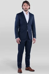 SANDER STELLAN Anzug Herren Business Anzug Slim Fit Hellblau/Dunkelblau/Blau