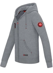 MOOSELINE Sweatjacke Herren mit Kapuze Hellgrau/Rot