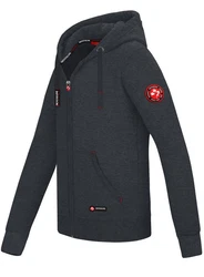 MOOSELINE Sweatjacke Herren mit Kapuze Dunkelgrau/Rot