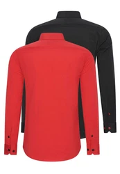 Rusty Neal Langarmhemd Slim-Fit Rot/Dunkelrot
