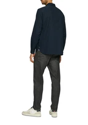 s.Oliver Langarmhemd mit Brusttasche Dunkelblau/Blau