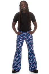 Schlaghose Herren 70er STAR DOTS Blau