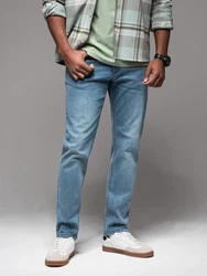 OMBRE Regular-fit-Jeans Herrenjeans Regular Fit Hellblau/Schwarz/Dunkelgrün/Rot