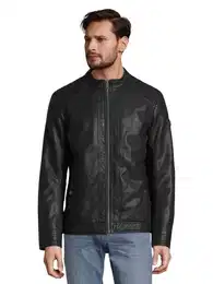 Lederjacke Kunstleder Jacke Gesteppt fake leather jacket 6291 in Schwarz-2