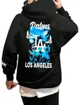RMK Hoodie Herren Pullover Kapuzenpullover Langarmshirt Oversize LA Blau/Gold/Hellblau