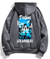RMK Hoodie Herren Pullover Kapuzenpullover Langarmshirt Oversize LA Hellgrau/Dunkelgrau/Blau