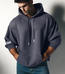 RMK Hoodie Herren Pullover Kapuzenpullover Langarmshirt Oversize LA Hellgrau/Dunkelgrau/Blau