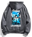 RMK Hoodie Herren Pullover Kapuzenpullover Langarmshirt Oversize LA Hellgrau/Dunkelgrau/Blau