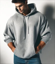 RMK Hoodie Herren Pullover Kapuzenpullover Langarmshirt Oversize LA Hellgrau/Dunkelgrau/Grau/Silber/Rot