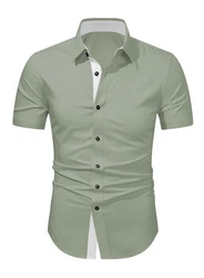 JMIERR Businesshemd Regular Kentkragen Uni Grün/Dunkelgrün/Khaki/Hellgrün