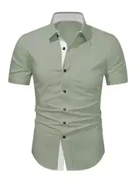 Businesshemd Herren Hemd Kurzarm Freizeithemd Business Formales Sommerhemd (Kurzarm, Kurzarm) Regular Kurzarm Kentkragen Uni