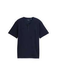TOM TAILOR Henley T-Shirt Dunkelblau/Hellblau
