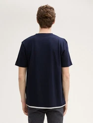 TOM TAILOR Henley T-Shirt Dunkelblau/Hellblau
