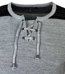 Baxboy Strickpullover V-Neck Herren Grau/Hellgrau/Dunkelgrau