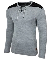 Baxboy Strickpullover V-Neck Herren Grau/Hellgrau/Dunkelgrau