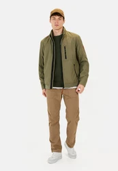 camel active Blouson mit Stehkragen Markenlogo Dunkelgrün/Khaki
