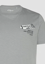 s.Oliver Kurzarmshirt mit Frontprint Grau/Hellgrau