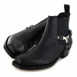 MB024 Schwarz Bikerboots Rahmengenhte Bikerstiefelette
