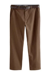 Chinohose Weiche Straight Fit Chinohose mit Print und Grtel (2-tlg)