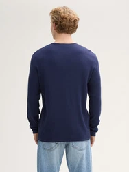 TOM TAILOR Strickpullover Longsleeve Rundhalspullover Dunkelblau/Blau/Hellblau