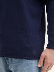 TOM TAILOR Strickpullover Longsleeve Rundhalspullover Dunkelblau/Blau/Hellblau