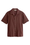 Next Poloshirt Strukturiertes Hemd Braun/Dunkelrot/Dunkelbraun
