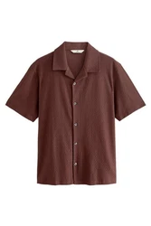 Next Poloshirt Strukturiertes Hemd Braun/Dunkelrot/Dunkelbraun