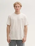 TOM TAILOR Denim T-Shirt Relaxed Fit mit Print Beige/Weiß/Khaki/Creme/Grau