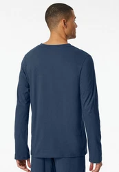 Schiesser Schlafanzug V-Ausschnitt Pyjamahose Dunkelblau/Blau