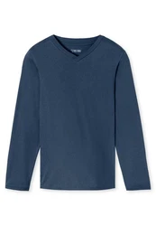 Schiesser Schlafanzug V-Ausschnitt Pyjamahose Dunkelblau/Blau