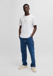 BOSS ORANGE T-Shirt Te_Spiderbat (1-tlg) Braun/Creme/Weiß/Silber/Grau