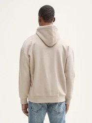 TOM TAILOR Denim Sweatshirt Hoodie mit Logo-Print Beige/Khaki/Braun