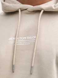 TOM TAILOR Denim Sweatshirt Hoodie mit Logo-Print Beige/Khaki/Braun