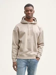 TOM TAILOR Denim Sweatshirt Hoodie mit Logo-Print Beige/Khaki/Braun