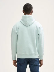 TOM TAILOR Denim Sweatshirt Hoodie mit Logo-Print Grün/Hellgrün/Hellblau/Türkis/Blau