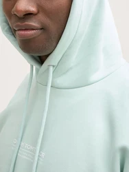TOM TAILOR Denim Sweatshirt Hoodie mit Logo-Print Grün/Hellgrün/Hellblau/Türkis/Blau