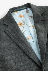 Next Sakko Strukturierte Regular Fit Paspelierte Anzugweste Grau/Hellblau/Blau