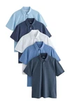 Next Poloshirt 5er-Pack Kurzarm-Poloshirts aus Jersey Blau/Hellblau/Dunkelblau/Grau Next Poloshirt 5er-Pack Kurzarm-Poloshirts aus Jersey Blau/Hellblau/Dunkelblau/Grau