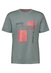 STREET ONE MEN T-Shirt Dunkelgrün/Braun/Grün