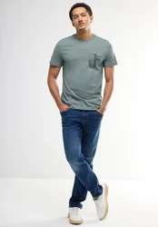 STREET ONE MEN T-Shirt mit Rundhalsausschnitt Dunkelgrün/Grün/Türkis