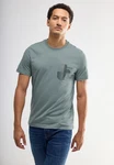STREET ONE MEN T-Shirt mit Rundhalsausschnitt Dunkelgrün/Grün/Türkis
