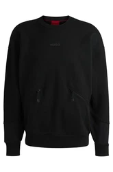 HUGO Herren Sweatshirt DATUMNAS Oversized Fit Schwarz