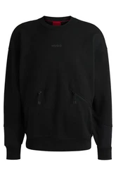 HUGO Herren Sweatshirt DATUMNAS Oversized Fit Schwarz