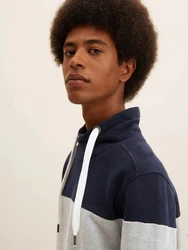 TOM TAILOR Sweatshirt Cutline Snood Dunkelblau/Grau