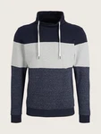 TOM TAILOR Sweatshirt Cutline Snood Dunkelblau/Grau