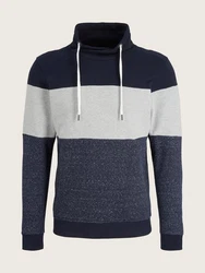 TOM TAILOR Sweatshirt Cutline Snood Dunkelblau/Grau