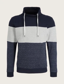 TOM TAILOR Sweatshirt Cutline Snood Dunkelblau/Grau TOM TAILOR Sweatshirt Cutline Snood Dunkelblau/Grau