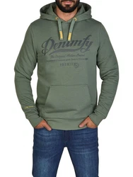 DENIMFY Kapuzenpullover Herren Hoodie DFArno Regular Fit Longsleeve Sweatshirt Dunkelgrün/Grün